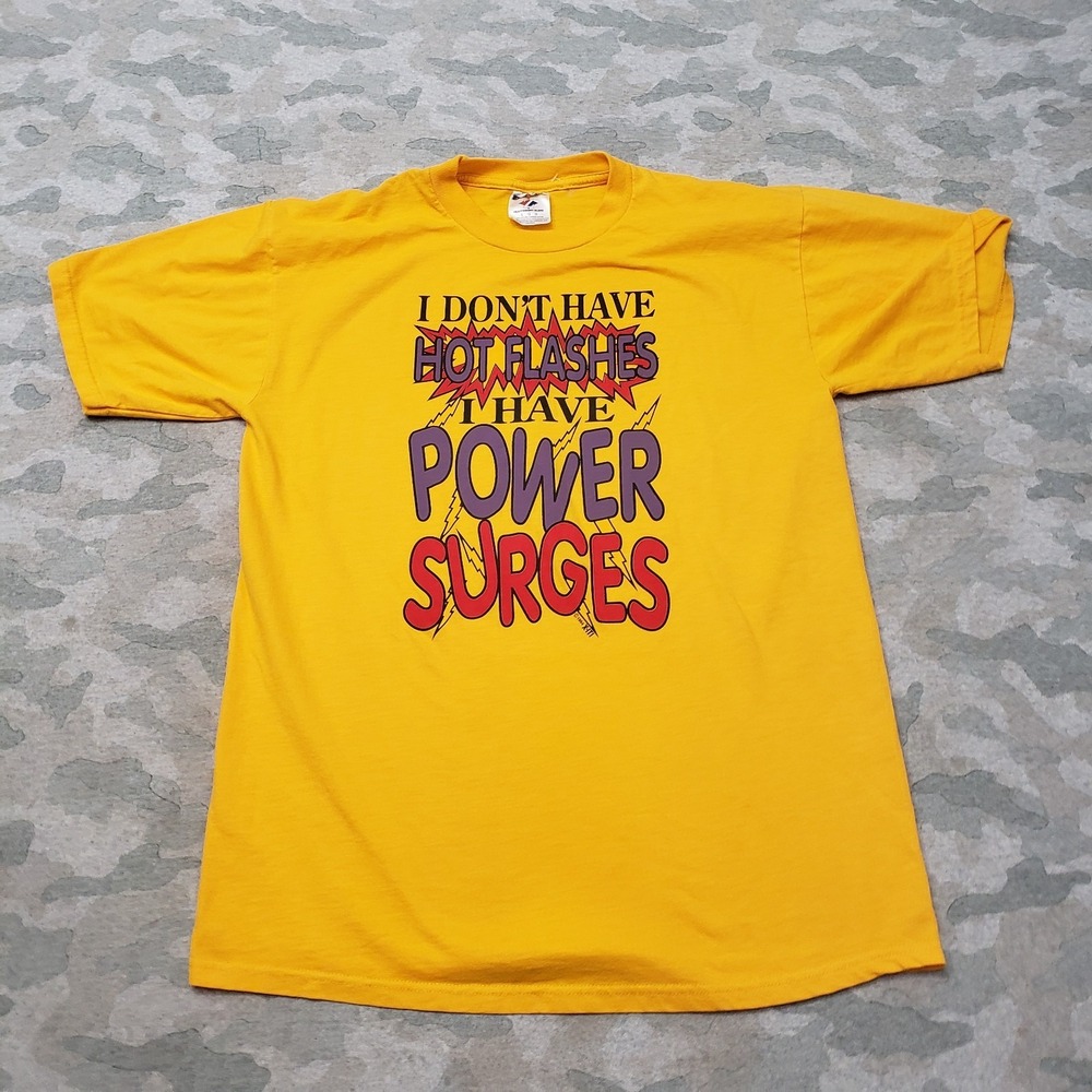 Vintage Jerzees Shirt Mens Large Yellow Heavyweight Short Sleeve 90s Graphic Tee